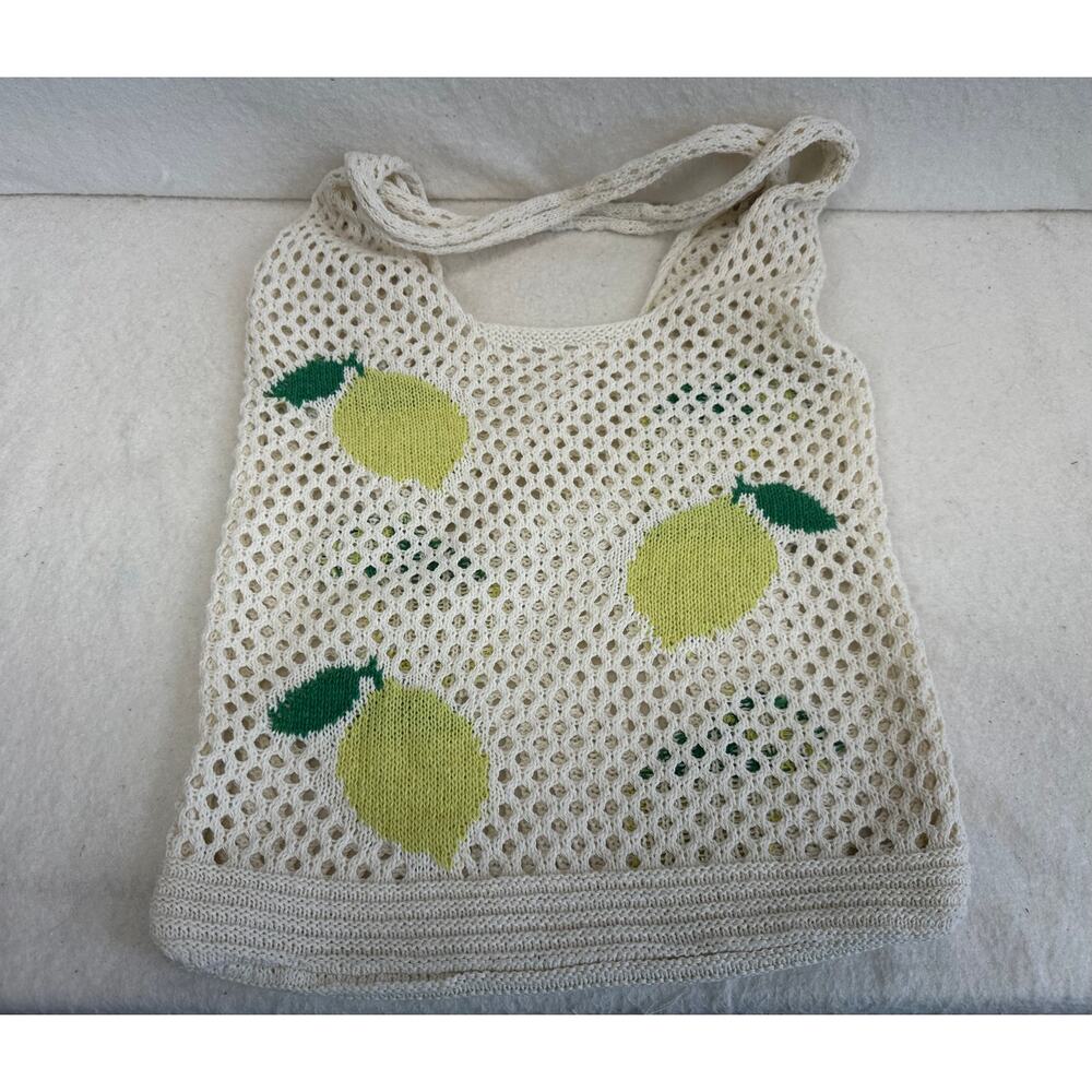 Lemon Beachy European Summer Style Knitted Crochet Tote Bag